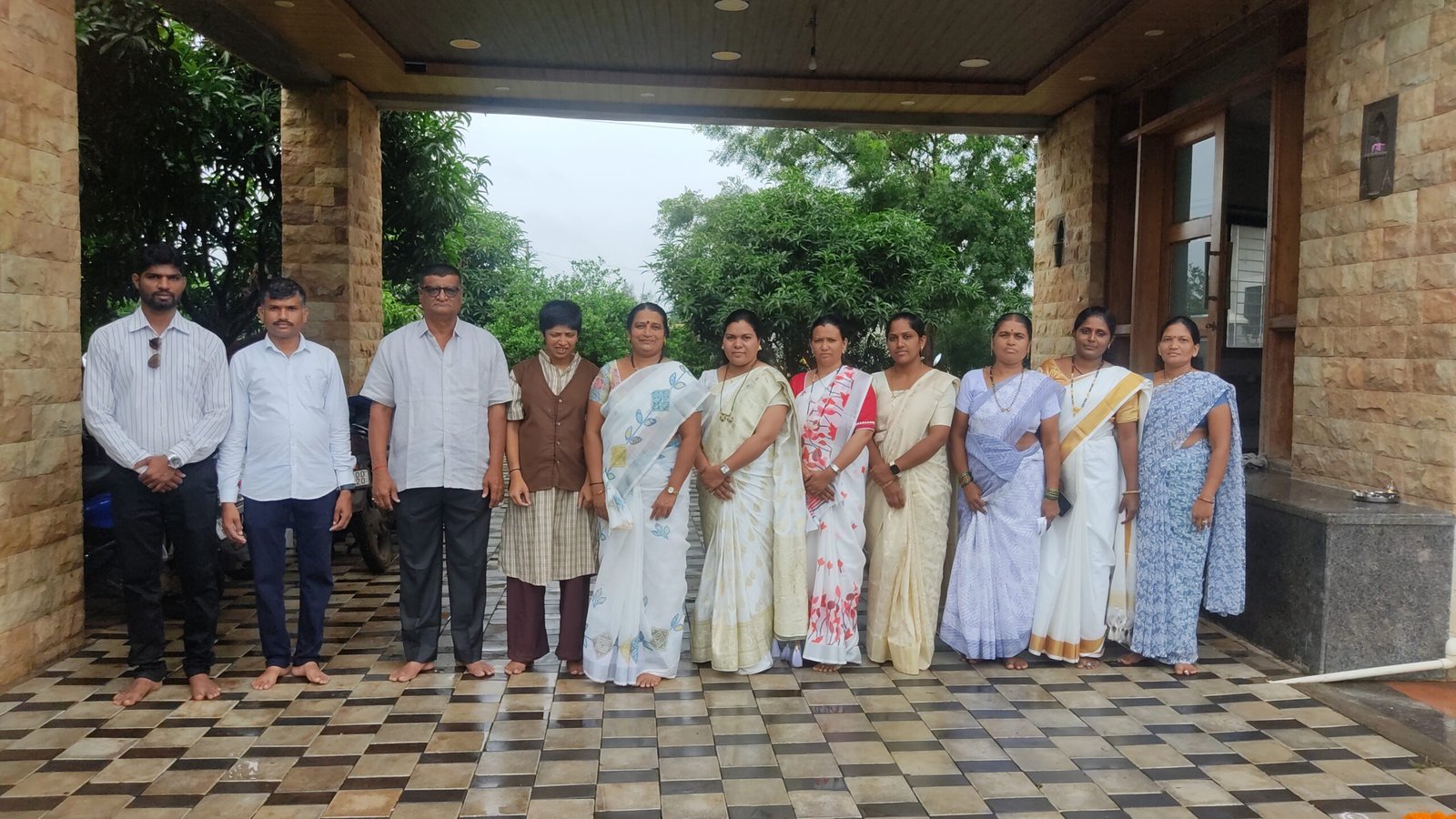 Team helping children